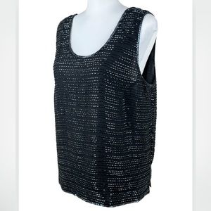 Jkara New York Black Beaded Evening Dressy Tank Top Women’s Size Large Classy